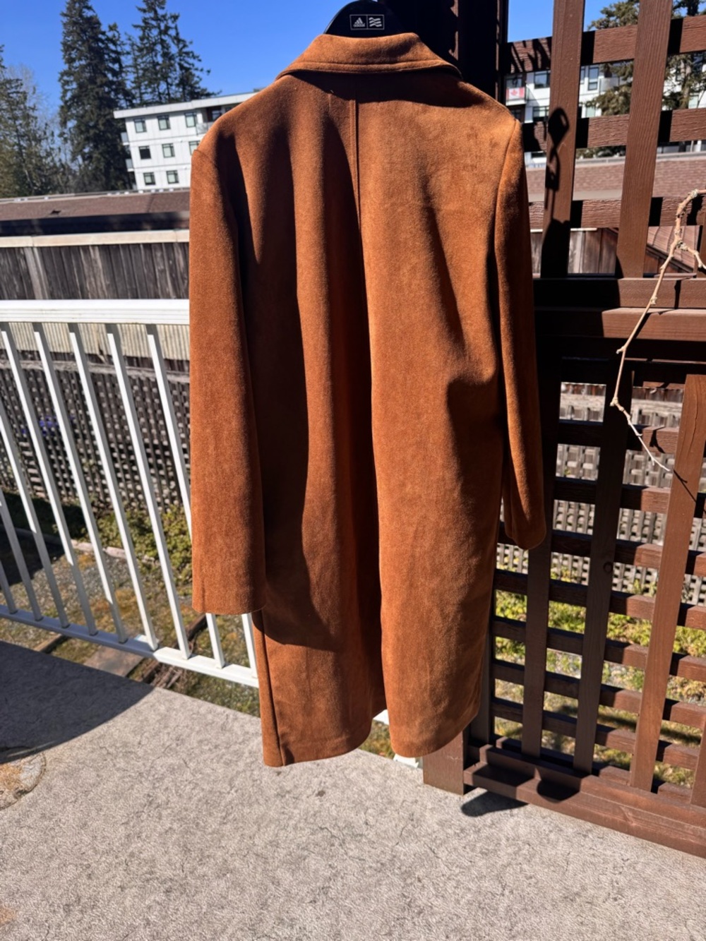 Women’s Camel Brown faux suede Long Coat - Picture 2 of 4